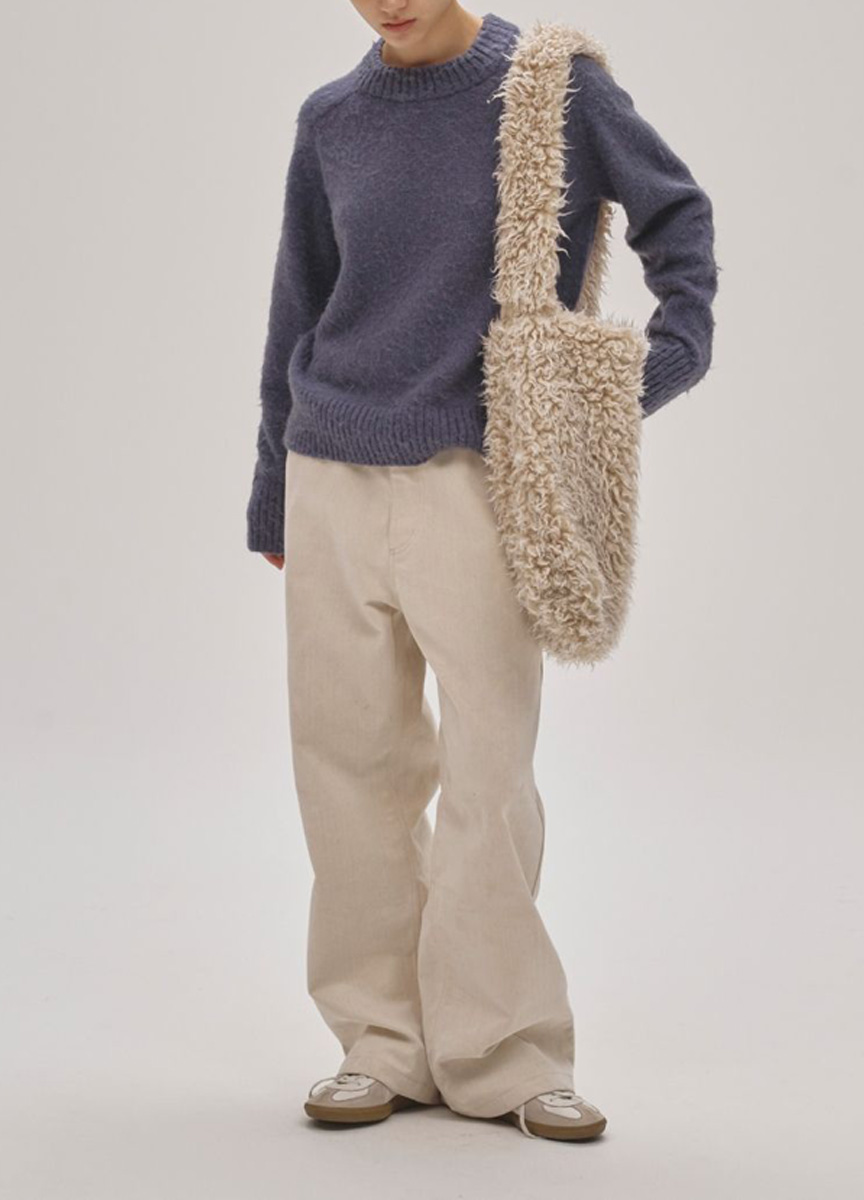 刷毛圓領針織上衣